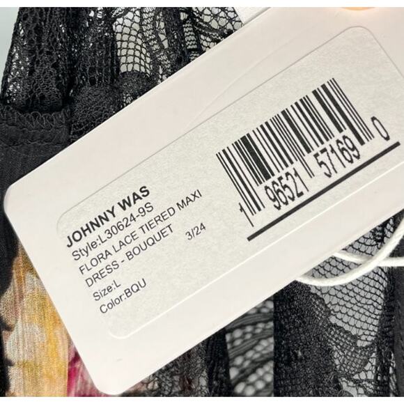 JOHNNY WAS Jade Sz L Large Flora Lace Tiered Floral Maxi Dress NWT - Picture 4 of 12